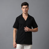Men’s Black Camp Collar Short Sleeve Shirt